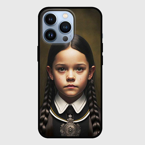Чехол iPhone 13 Pro Нейросеть - Уэнсдэй / 3D-Черный – фото 1