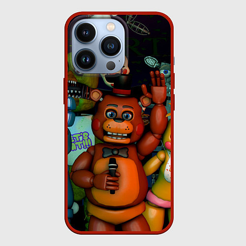 Чехол iPhone 13 Pro Five Nights at Frеddys / 3D-Красный – фото 1