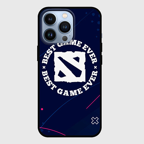 Чехол iPhone 13 Pro Символ Dota и надпись best game ever / 3D-Черный – фото 1