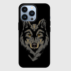 Чехол для iPhone 13 Pro Голова серого волка, цвет: 3D-черный