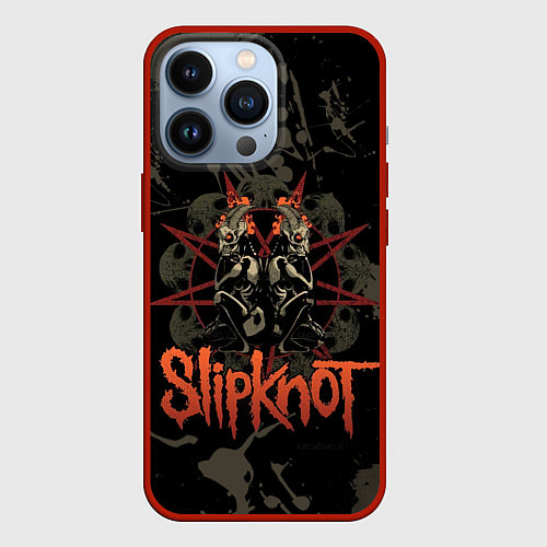 Чехол iPhone 13 Pro Slipknot dark satan / 3D-Красный – фото 1