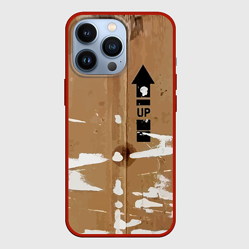 Чехол iPhone 13 Pro Стрелка вверх на рваном картоне - авангард / 3D-Красный – фото 1