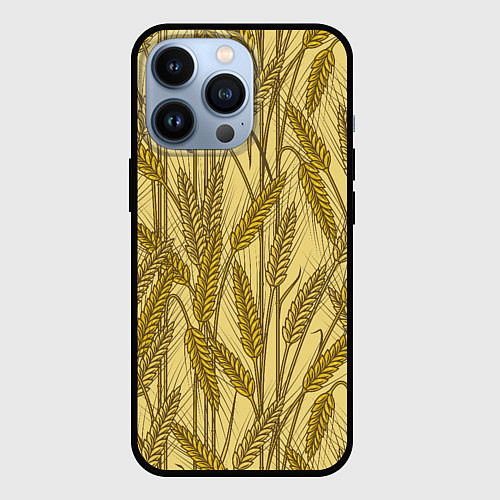 Чехол iPhone 13 Pro Винтажные колоски пшеницы / 3D-Черный – фото 1