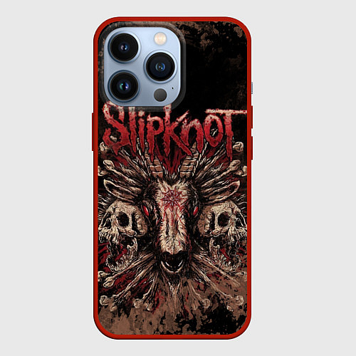 Чехол iPhone 13 Pro Slipknot skull / 3D-Красный – фото 1