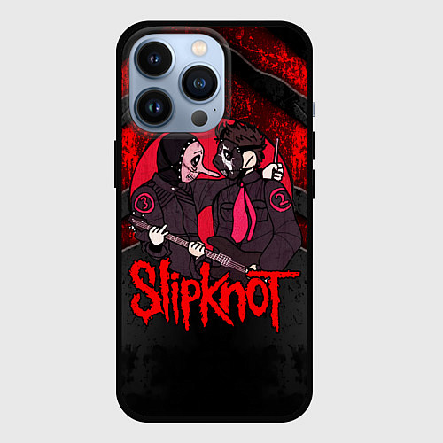 Чехол iPhone 13 Pro Slipknot black and red / 3D-Черный – фото 1
