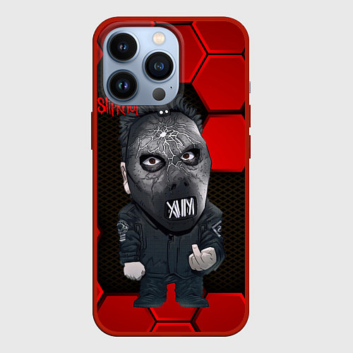 Чехол iPhone 13 Pro Slipknot объемные плиты / 3D-Красный – фото 1