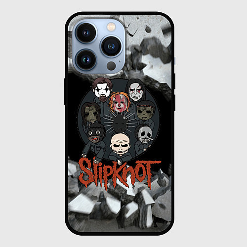 Чехол iPhone 13 Pro Slipknot объемные плиты black / 3D-Черный – фото 1