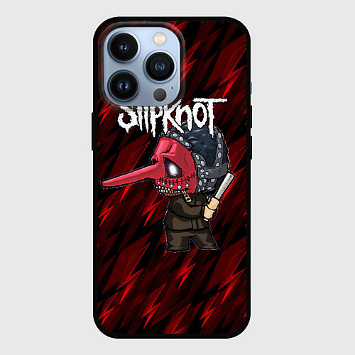 Чехол iPhone 13 Pro Slipknot красные молнии / 3D-Черный – фото 1