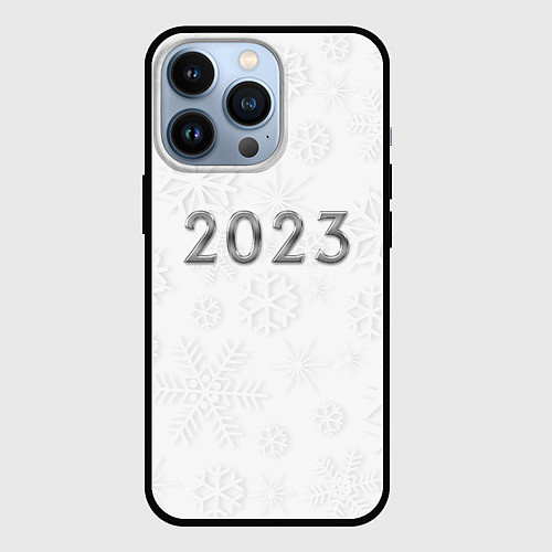 Чехол iPhone 13 Pro Новогодние снежинки 2023 / 3D-Черный – фото 1