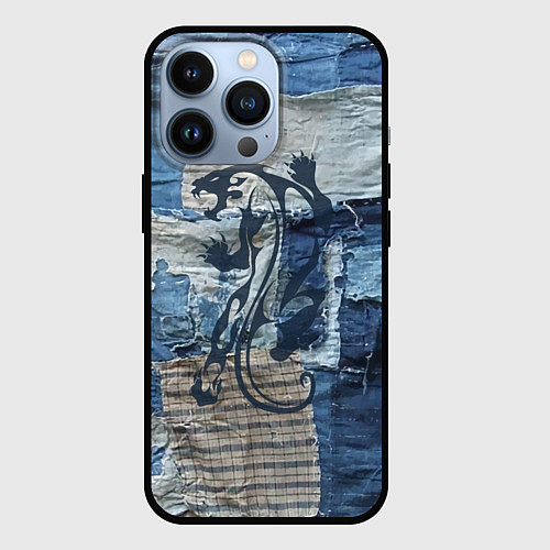 Чехол iPhone 13 Pro Cotton Rag - Patchwork -Tiger / 3D-Черный – фото 1