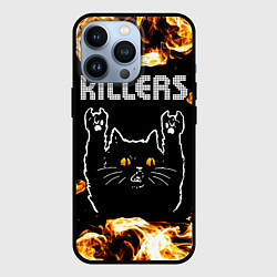 Чехол для iPhone 13 Pro The Killers рок кот и огонь, цвет: 3D-черный