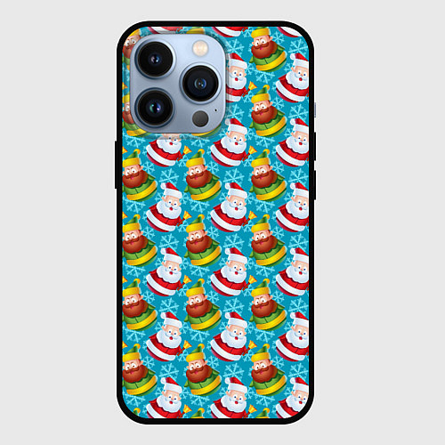 Чехол iPhone 13 Pro Санта новогодний / 3D-Черный – фото 1