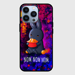 Чехол для iPhone 13 Pro Кролик с мандаринами - Nom nom nom, цвет: 3D-черный