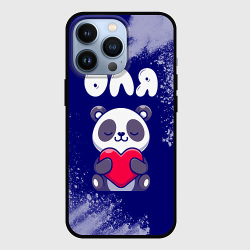 Чехол iPhone 13 Pro Оля панда с сердечком / 3D-Черный – фото 1