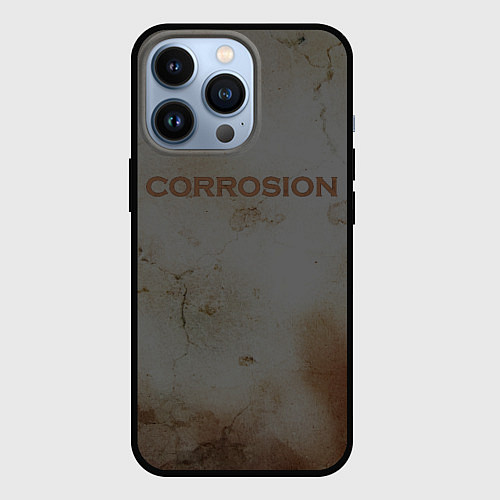 Чехол iPhone 13 Pro Corrosion - рыжая ржавчина / 3D-Черный – фото 1