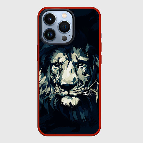 Чехол iPhone 13 Pro Голова царя-зверей льва / 3D-Красный – фото 1