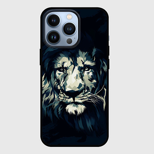 Чехол iPhone 13 Pro Голова царя-зверей льва / 3D-Черный – фото 1