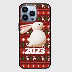 Чехол для iPhone 13 Pro Белый большой кролик 2023, цвет: 3D-черный
