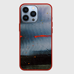 Чехол для iPhone 13 Pro Абстрактный синий туман и мазки красок, цвет: 3D-красный