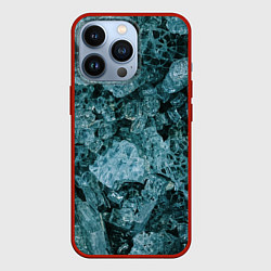 Чехол для iPhone 13 Pro Голубые кристаллы, цвет: 3D-красный