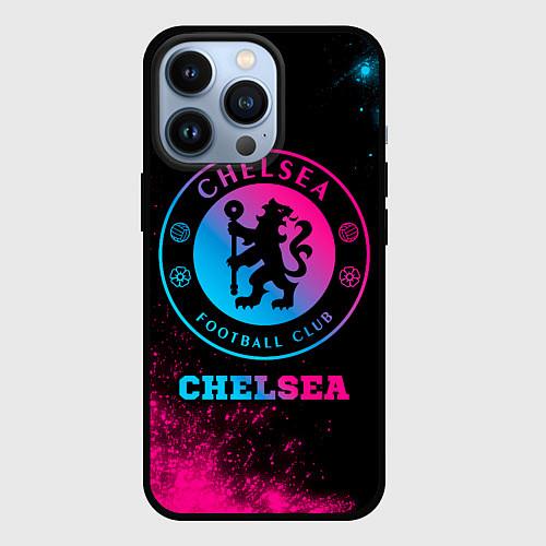 Чехол iPhone 13 Pro Chelsea - neon gradient / 3D-Черный – фото 1