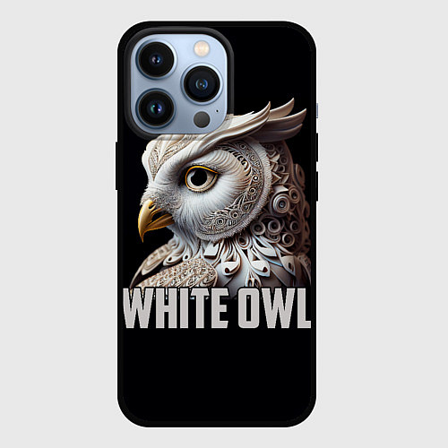 Чехол iPhone 13 Pro Белый филин / 3D-Черный – фото 1