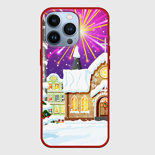 Чехол iPhone 13 Pro Новогодний салют / 3D-Красный – фото 1
