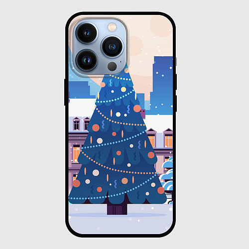 Чехол iPhone 13 Pro Новогодняя елочка / 3D-Черный – фото 1