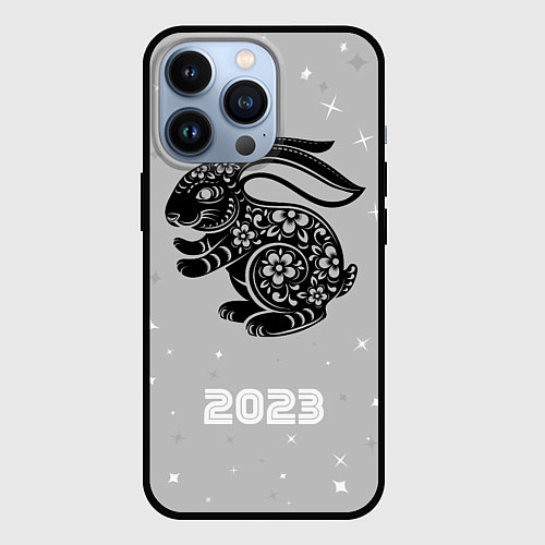 Чехол iPhone 13 Pro Символ 2023 года черный водяной кролик / 3D-Черный – фото 1