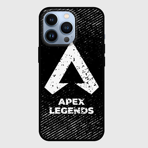 Чехол iPhone 13 Pro Apex Legends с потертостями на темном фоне / 3D-Черный – фото 1