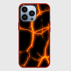 Чехол iPhone 13 Pro Оранжевые неоновые трещины