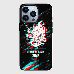 Чехол для iPhone 13 Pro Cyberpunk 2077 в стиле glitch и баги графики на те, цвет: 3D-черный