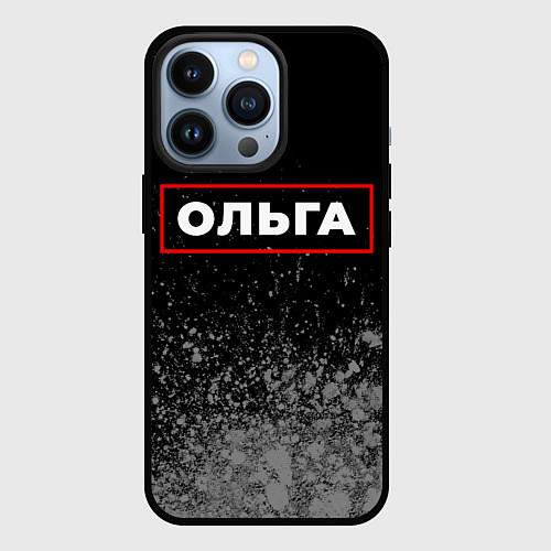 Чехол iPhone 13 Pro Ольга - в красной рамке на темном / 3D-Черный – фото 1