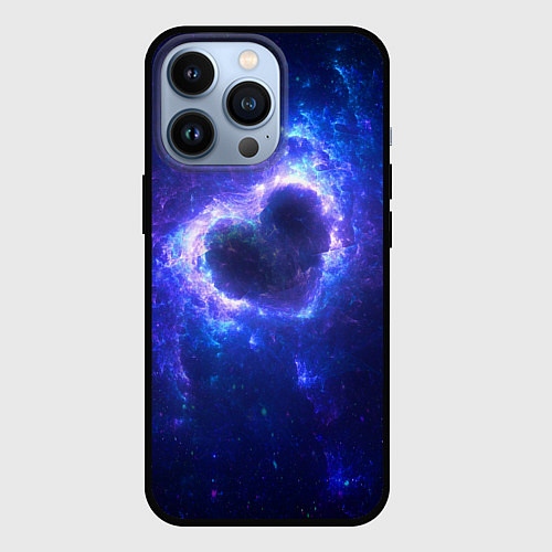 Чехол iPhone 13 Pro Галактика любви - neon heart / 3D-Черный – фото 1