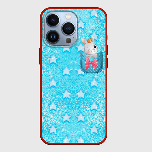 Чехол iPhone 13 Pro Зайчик в кармане / 3D-Красный – фото 1