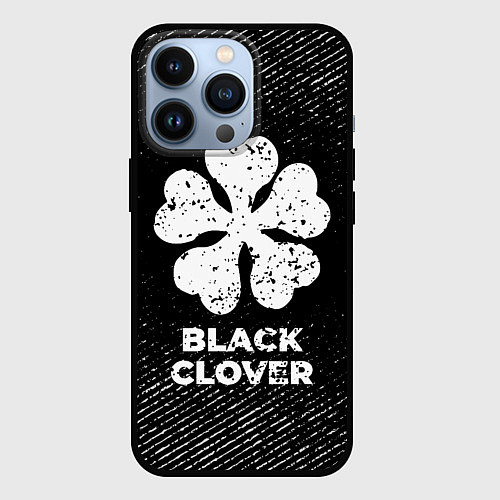 Чехол iPhone 13 Pro Black Clover с потертостями на темном фоне / 3D-Черный – фото 1