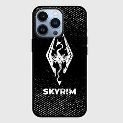 Чехол iPhone 13 Pro Skyrim с потертостями на темном фоне