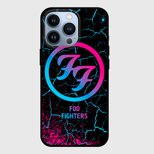 Чехол iPhone 13 Pro Foo Fighters - neon gradient / 3D-Черный – фото 1