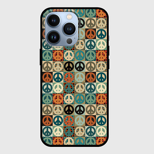 Чехол iPhone 13 Pro Peace symbol pattern / 3D-Черный – фото 1