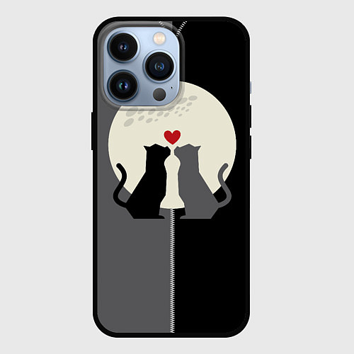 Чехол iPhone 13 Pro Котики под луной / 3D-Черный – фото 1