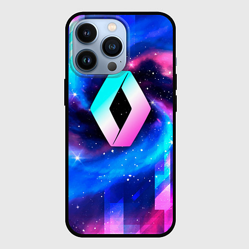 Чехол iPhone 13 Pro Renault неоновый космос / 3D-Черный – фото 1