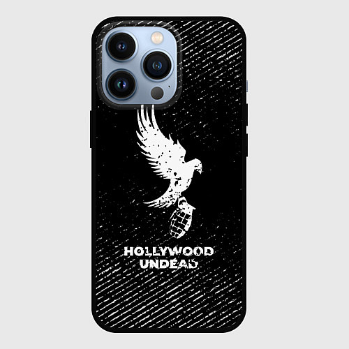 Чехол iPhone 13 Pro Hollywood Undead с потертостями на темном фоне / 3D-Черный – фото 1