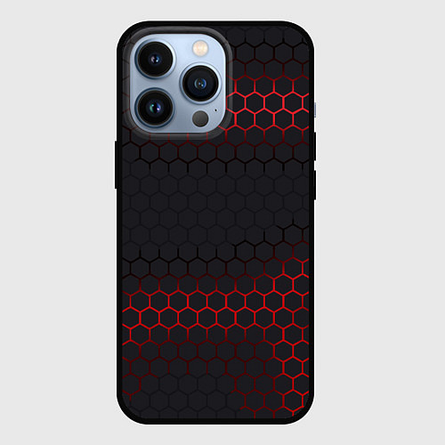 Чехол iPhone 13 Pro Броня из стали красная / 3D-Черный – фото 1