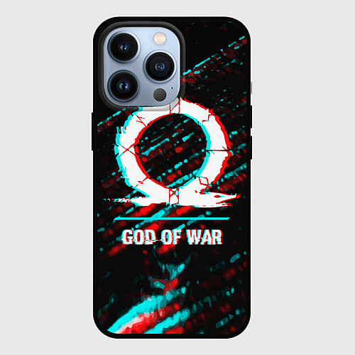 Чехол iPhone 13 Pro God of War в стиле glitch и баги графики на темном / 3D-Черный – фото 1