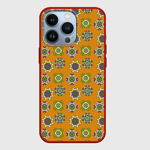 Чехол iPhone 13 Pro Мандала мозайка / 3D-Красный – фото 1