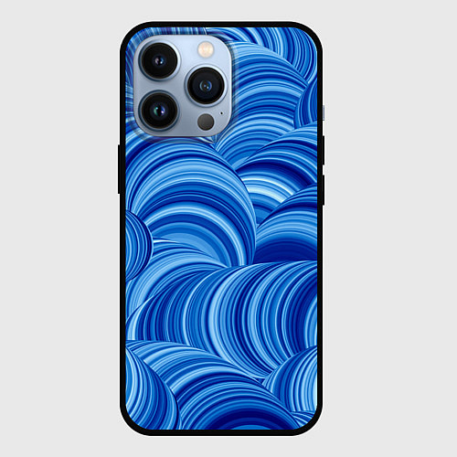 Чехол iPhone 13 Pro Дуговой шлейф - синий паттерн / 3D-Черный – фото 1