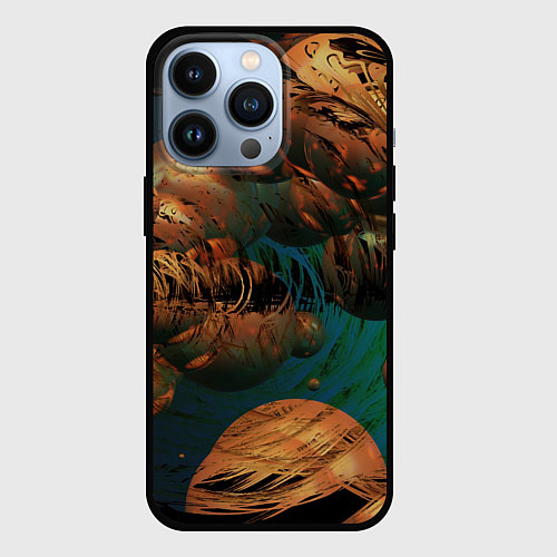 Чехол iPhone 13 Pro Абстрактные планеты / 3D-Черный – фото 1