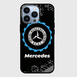 Чехол iPhone 13 Pro Mercedes в стиле Top Gear со следами шин на фоне
