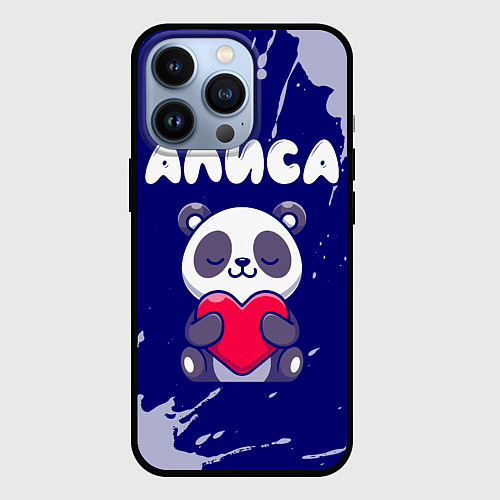 Чехол iPhone 13 Pro Алиса панда с сердечком / 3D-Черный – фото 1