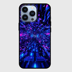 Чехол для iPhone 13 Pro Киберпанк синий неоновый тоннель, цвет: 3D-черный